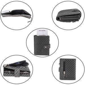 MATADOR TOKIO Leder Slim Wallet Kreditkartenetui RFID Schwarz Carbon