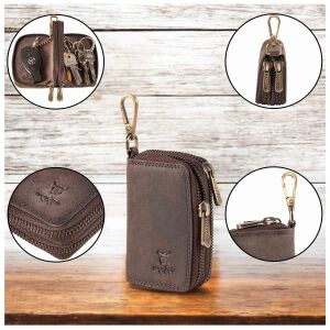 MATADOR KOPENHAGEN Leder Auto-Motorrad-Schlüssel-Tasche-Etui Braun Dunkel