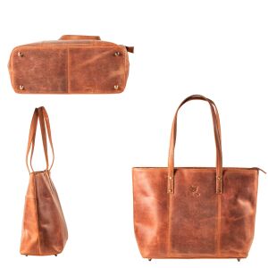 MATADOR PARIS Damen Shopper Leder Groß Handtasche Braun
