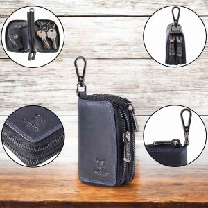 MATADOR KOPENHAGEN Leder Auto-Motorrad-Schlüssel-Tasche-Etui Blau Navy