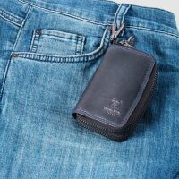 MATADOR KOPENHAGEN Leder Auto-Motorrad-Schlüssel-Tasche-Etui Blau Navy