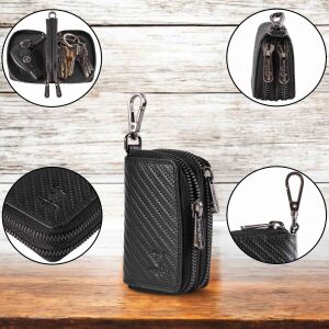 MATADOR KOPENHAGEN Leder Auto-Motorrad-Schlüssel-Tasche-Etui Schwarz Carbon