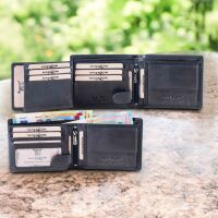 MATADOR OVIEDO RFID Herren Leder Geldbörse Portemonnaie Geldbeutel TüV Blau Navy