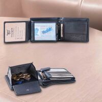 MATADOR OVIEDO RFID Herren Leder Geldbörse Portemonnaie Geldbeutel TüV Blau Navy