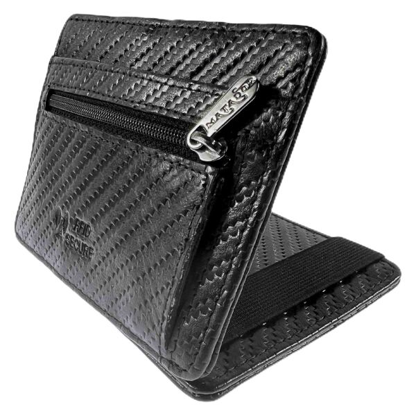 MATADOR MAGICO RFID Magic Wallet Echt Leder Kreditkarten-Etui-Hülle Schwarz Carbon