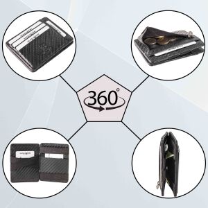 MATADOR MAGICO RFID Magic Wallet Echt Leder Kreditkarten-Etui-Hülle Schwarz Carbon