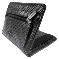 MATADOR MAGICO RFID Magic Wallet Echt Leder Kreditkarten-Etui-Hülle Schwarz Carbon
