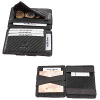 MATADOR MAGICO RFID Magic Wallet Echt Leder Kreditkarten-Etui-Hülle Schwarz Carbon