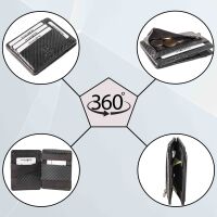 MATADOR MAGICO RFID Magic Wallet Echt Leder Kreditkarten-Etui-Hülle Schwarz Carbon
