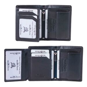 MATADOR MARSEILLE MINI Herren Geldbörse Leder Klein RFID TüV Blau Navy