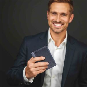 MATADOR MARSEILLE MINI Herren Geldbörse Leder Klein RFID TüV Blau Navy