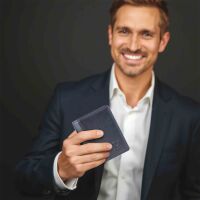 MATADOR MARSEILLE MINI Herren Geldbörse Leder Klein RFID TüV Blau Navy