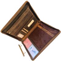 MATADOR Leder Dokumentenmappe Konferenzmappe BARCELONA A4 Hunter Braun