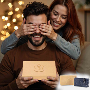 MATADOR Biker Geldbörse DALLAS mit Kette Leder RFID TüV Blau Navy