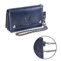 MATADOR Biker Geldbörse DALLAS mit Kette Leder RFID TüV Blau Navy