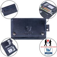 MATADOR DALLAS Leder Biker Börse Geldbörse mit Kette RFID Blau Navy