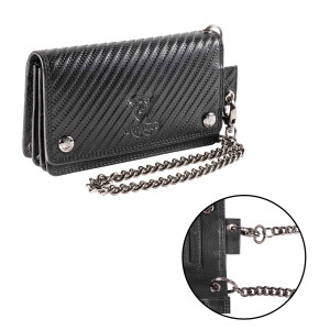 MATADOR Biker Geldbörse DALLAS mit Kette Leder RFID TüV Schwarz Carbon