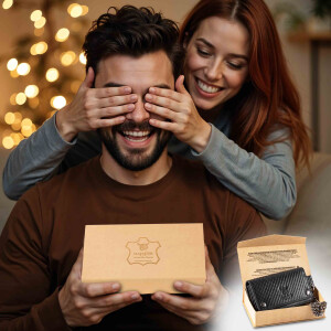 MATADOR Biker Geldbörse DALLAS mit Kette Leder RFID TüV Schwarz Carbon