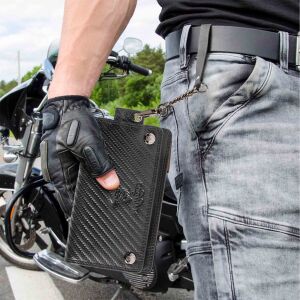 MATADOR DALLAS Leder Biker Geldbörse mit Kette RFID Schwarz Carbon