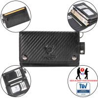 MATADOR Biker Geldbörse DALLAS mit Kette Leder RFID TüV Schwarz Carbon