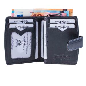 MATADOR | VALENCIA MINI | Portemonnaie Damen Klein Leder Blau Navy