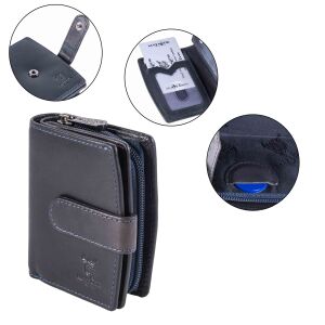 MATADOR | VALENCIA MINI | Portemonnaie Damen Klein Leder Blau Navy