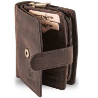 MATADOR | VALENCIA MINI | Portemonnaie Damen Klein Leder Braun Dunkel