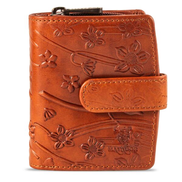 MATADOR | VALENCIA MINI | Portemonnaie Damen Klein Leder Blumen Braun
