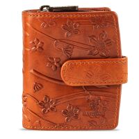 MATADOR | VALENCIA MINI | Portemonnaie Damen Klein Leder Blumen Braun