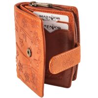 MATADOR | VALENCIA MINI | Portemonnaie Damen Klein Leder Blumen Braun