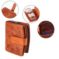 MATADOR | VALENCIA MINI | Portemonnaie Damen Klein Leder Blumen Braun