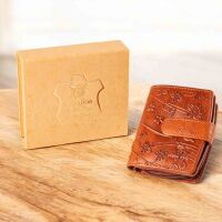 MATADOR | VALENCIA MINI | Portemonnaie Damen Klein Leder Blumen Braun