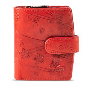 MATADOR | VALENCIA MINI | Portemonnaie Damen Klein Leder Blumen Rot