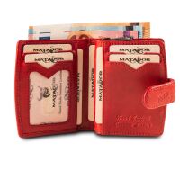 MATADOR | VALENCIA MINI | Portemonnaie Damen Klein Leder Blumen Rot