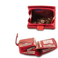 MATADOR | VALENCIA MINI | Portemonnaie Damen Klein Leder Blumen Rot