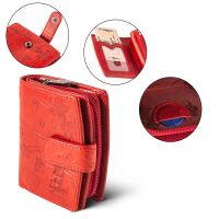 MATADOR | VALENCIA MINI | Portemonnaie Damen Klein Leder Blumen Rot