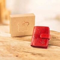 MATADOR | VALENCIA MINI | Portemonnaie Damen Klein Leder Blumen Rot