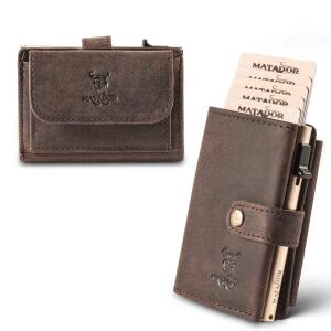 MATADOR MIAMI Slim Wallet mit XL-Münzfach Leder Braun Dunkel
