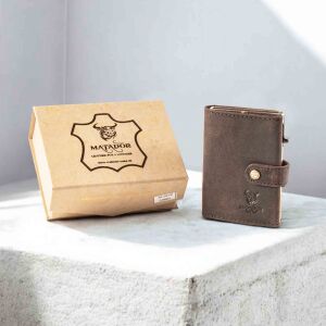 MATADOR MIAMI Slim Wallet mit XL-Münzfach Leder Braun Dunkel