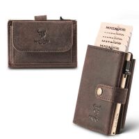 MATADOR MIAMI Slim Wallet mit XL-Münzfach Leder Braun Dunkel