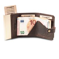 MATADOR MIAMI Slim Wallet mit XL-Münzfach Leder Braun Dunkel