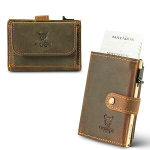 MATADOR MIAMI Slim Wallet mit XL-Münzfach Leder Braun Hunter
