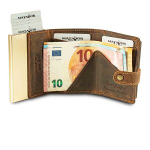 MATADOR MIAMI Slim Wallet mit XL-Münzfach Leder Braun Hunter