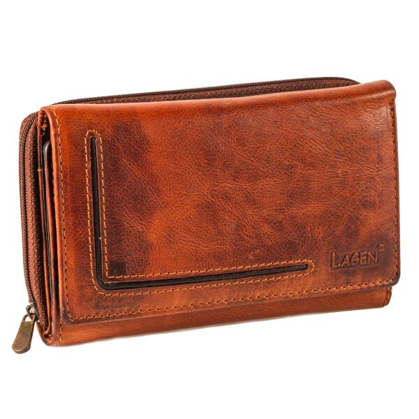 Lagan Damen Echt Leder Geldbörse Portemonnaie Geldbeutel Brieftasche Braun