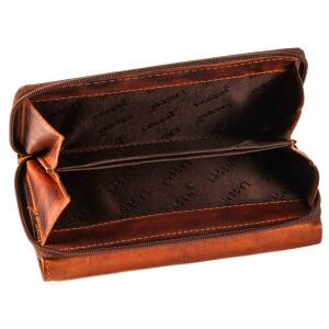 Lagan Damen Echt Leder Geldbörse Portemonnaie Geldbeutel Brieftasche Braun