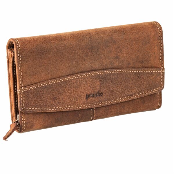 Pranke Damen Echt Leder Geldbörse Portemonnaie Geldbeutel Brieftasche Braun