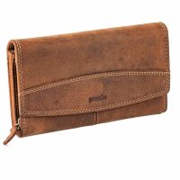 Pranke Damen Echt Leder Geldbörse Portemonnaie Geldbeutel Brieftasche Braun
