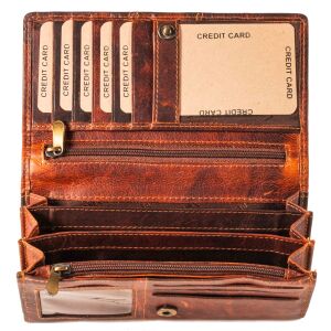 Lagan Damen Echt Leder Börse Geldbörse Portemonnaie Geldbeutel Brieftasche Braun