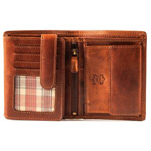 Pranke Herren Leder Portemonnaie Geldbörse Börse Geldbeutel Brieftasche Braun