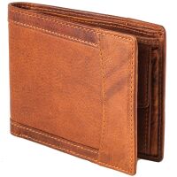 Pranke Herren Leder Brieftasche Portemonnaie Geldbörse Geldbeutel Börse Braun